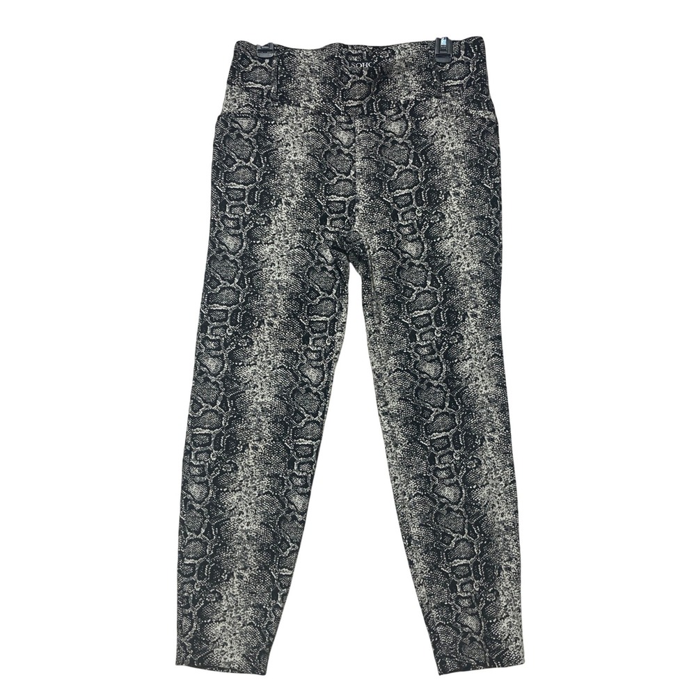 SOHO Apparel Womens Gray Black Snakeskin High Rise Slim Stretch Pants L Pull On